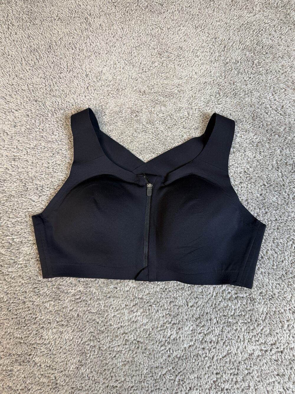 Lululemon Enlite Zip Front Sports Bra Womens 38C Black High Support Wide Strap